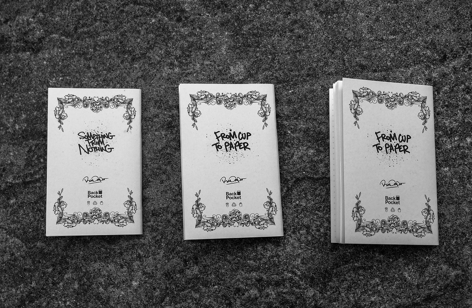 Coffee Cup Notebooks featuring Rob Draper - Back Covers of three notebooks