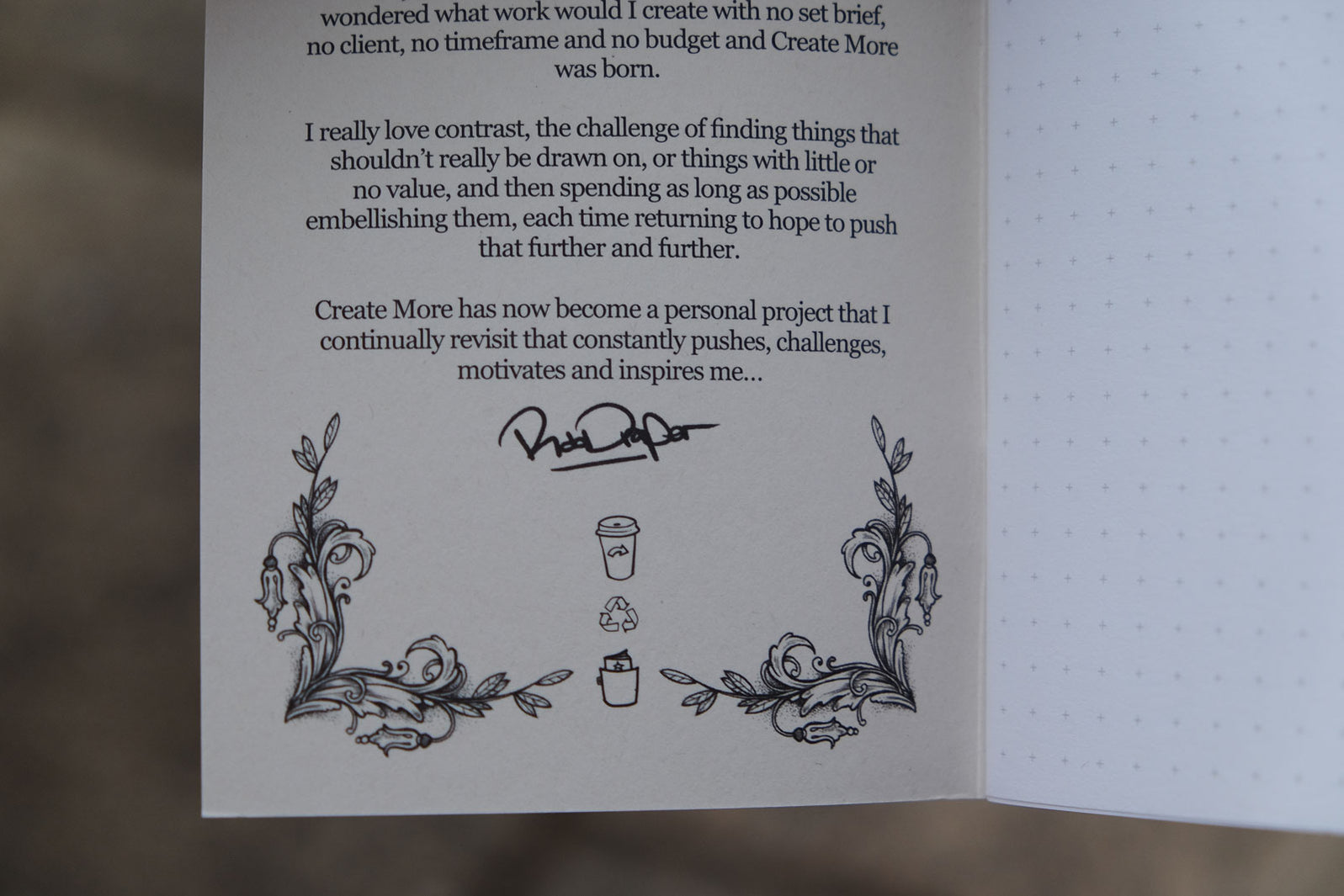 Illustrated guide printed inside a notebook cover